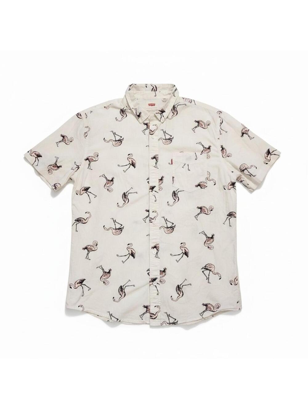 Levi's Men's Riverton Poplin Short Sleeve Woven Shirt Flamingo Size L